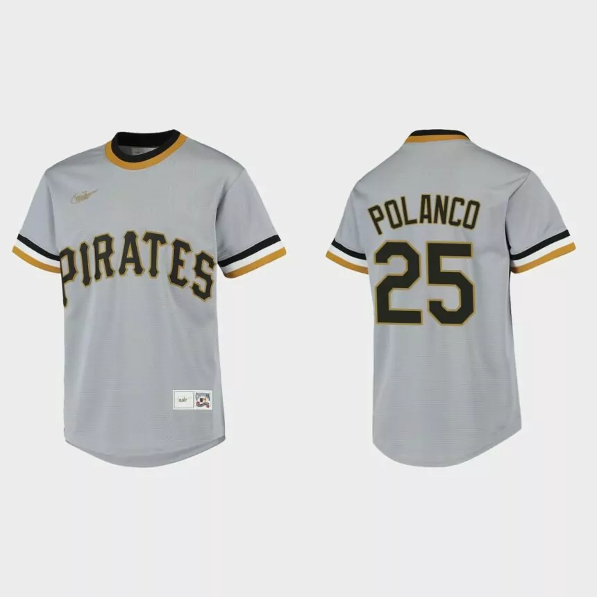 Youth Pittsburgh Pirates #25 Gregory Polanco Gray Cooperstown Collection Road Jersey
