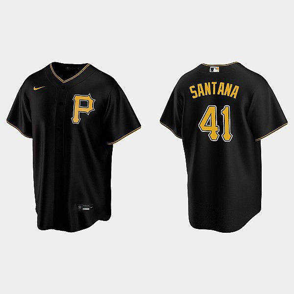 Youth Pittsburgh Pirates #41 Carlos Santana Nike Black Alternate Team Logo Coolbase Jersey
