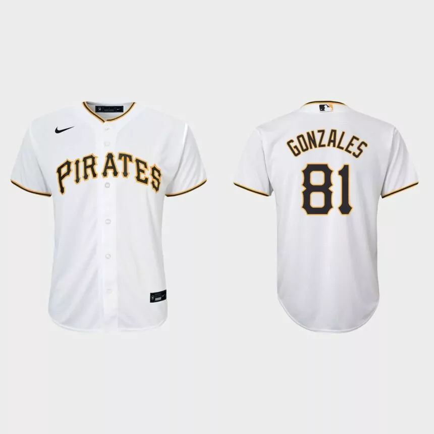 Youth Pittsburgh Pirates #81 Nick Gonzales White Replica Home Jersey