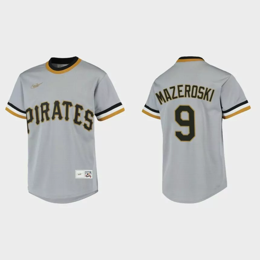 Youth Pittsburgh Pirates #9 Bill Mazeroski Gray Cooperstown Collection Road Jersey