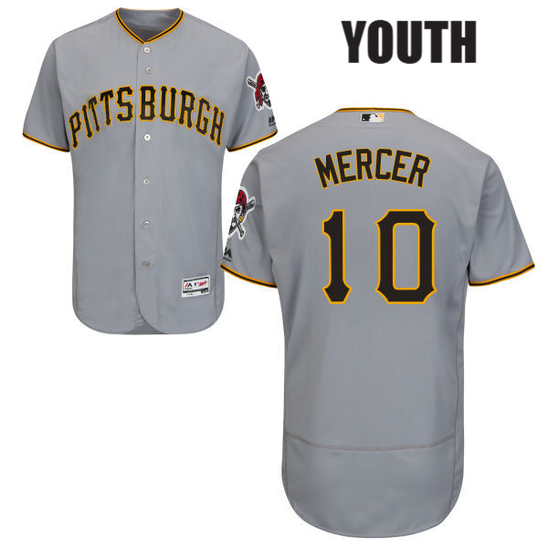Youth Pittsburgh Pirates#10 Jordy Mercer Road Flexbase Gray Authentic Baseball Jersey
