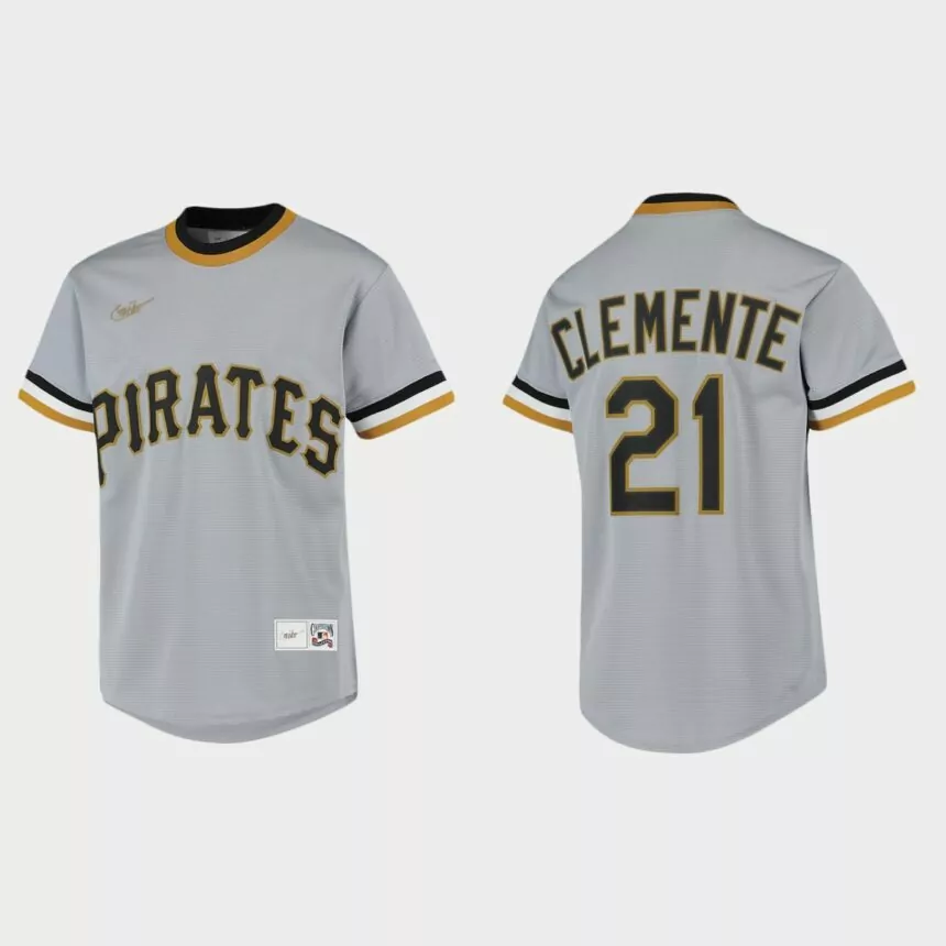 Youth Pittsburgh Pirates Roberto Clemente Gray Cooperstown Collection Jersey