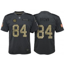 Youth Pittsburgh Steelers #84 Antonio Brown Camo Anthracite 2016 Salute to Service Game Jersey