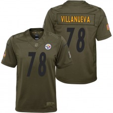Youth Pittsburgh Steelers Alejandro Villanueva Olive 2017 Salute to Service Game Jersey