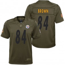 Youth Pittsburgh Steelers Antonio Brown Olive 2017 Salute to Service Game Jersey