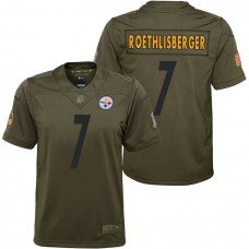 Youth Pittsburgh Steelers Ben Roethlisberger Olive 2017 Salute to Service Game Jersey