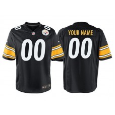 Youth Pittsburgh Steelers Black Game Customized Jersey