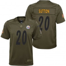 Youth Pittsburgh Steelers Cameron Sutton Olive 2017 Salute to Service Game Jersey