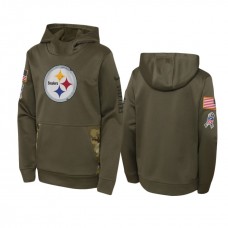 Youth Pittsburgh Steelers Nike Olive 2022 Salute to Service Performance Hoodie