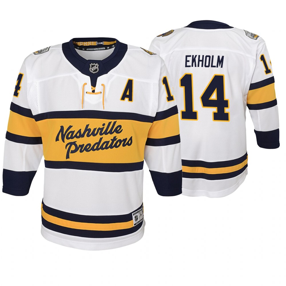 Youth Predators #14 Mattias Ekholm 2020 Winter Classic Jersey - White
