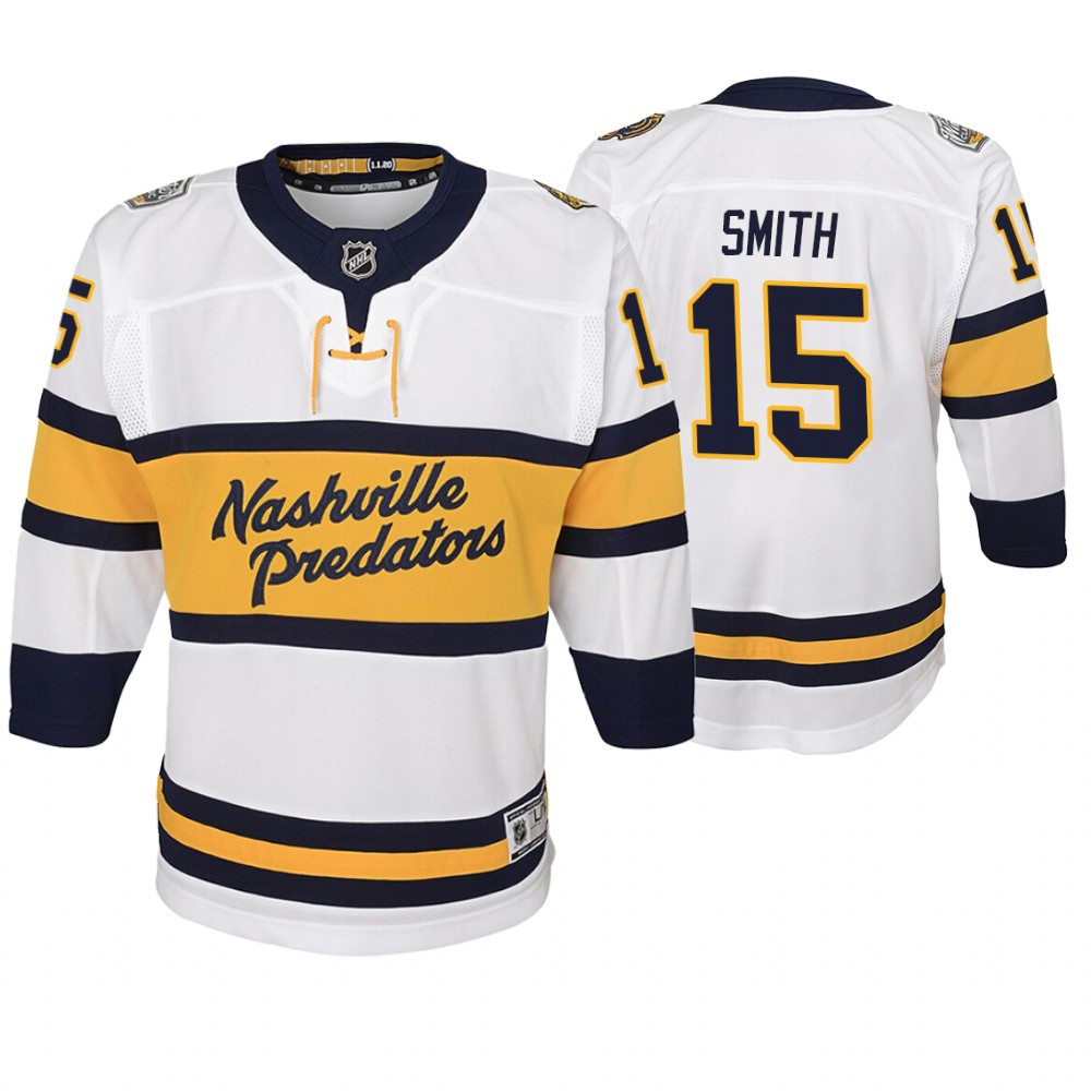Youth Predators #15 Craig Smith 2020 Winter Classic Jersey - White