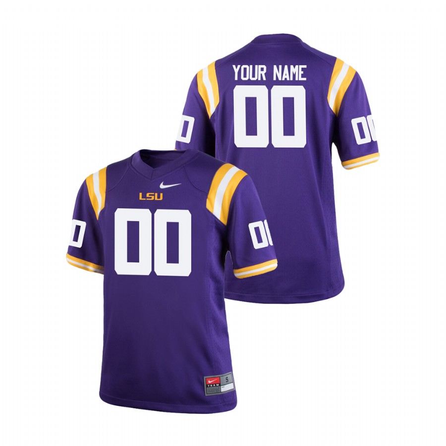 Youth Purple Custom LSU Tigers College Football Jersey