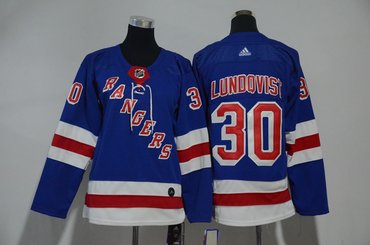 Youth Rangers 30 Henrik Lundqvist Blue Youth Adidas Jersey