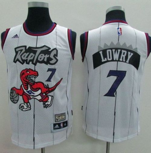 Youth Raptors #7 Kyle Lowry White Throwback  Stitched NBA Jersey