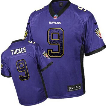 Youth Ravens #9 Justin Tucker Purple Team Color NFL Elite Drift Fashion Jersey