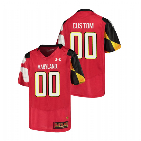 Youth Red Maryland Terrapins Custom Replica Football Jersey Youth Jersey Maryland Terrapins Red Custom Replica Football Jersey