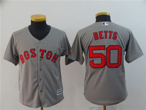 Youth Red Sox 50 Mookie Betts Gray Youth Cool Base Jersey