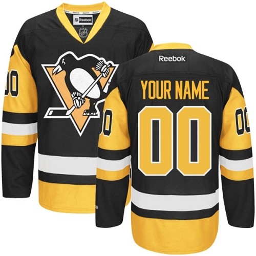 Youth Reebok Pittsburgh Penguins Customized Authentic Black Gold Third NHL Jersey