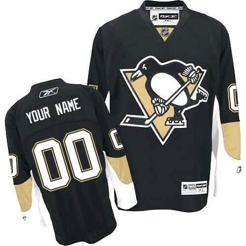 Youth Reebok Pittsburgh Penguins Customized Authentic Black Home NHL Jersey