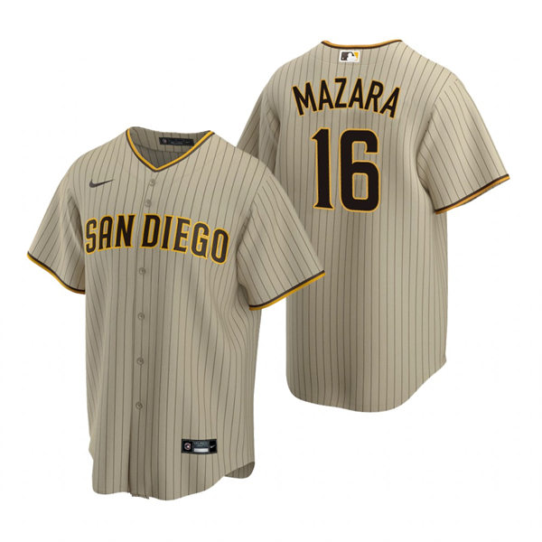 Youth San Diego Padres #16 Nomar Mazara Tan Brown Alternate CoolBase Jersey