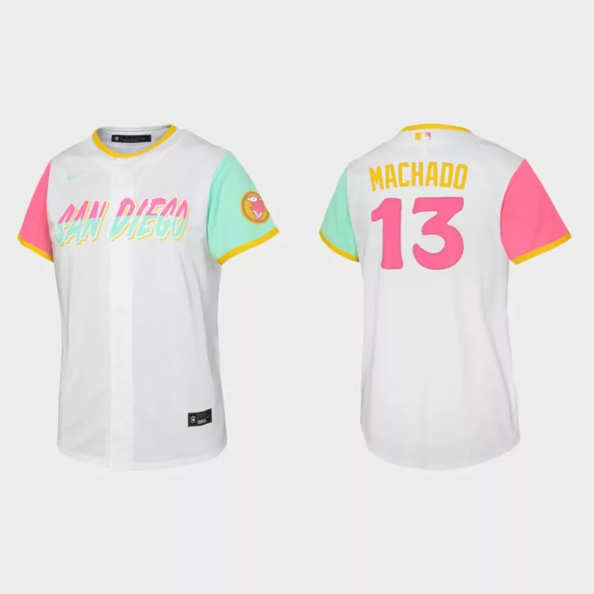 Youth San Diego Padres Manny Machado White 2022 City Connect Replica Jersey