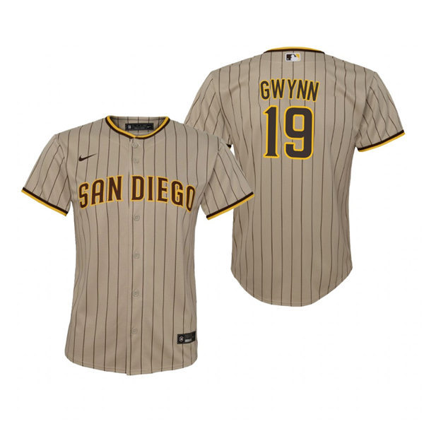 Youth San Diego Padres Retired Player #19 Tony Gwynn Nike Tan Brown Alternate CooBase Stitched MLB Jersey1