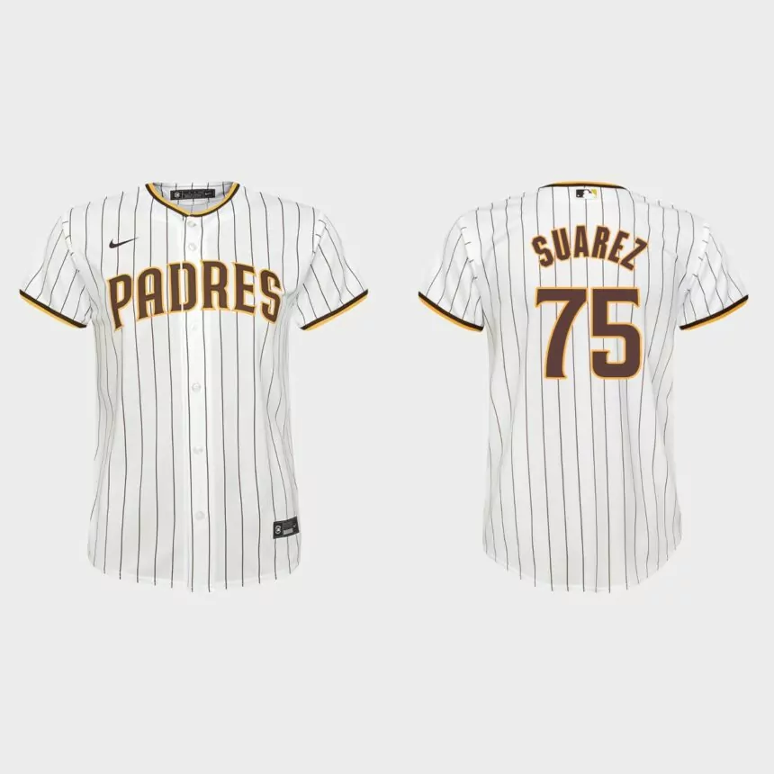 Youth San Diego Padres Robert Suarez White Replica Home Jersey
