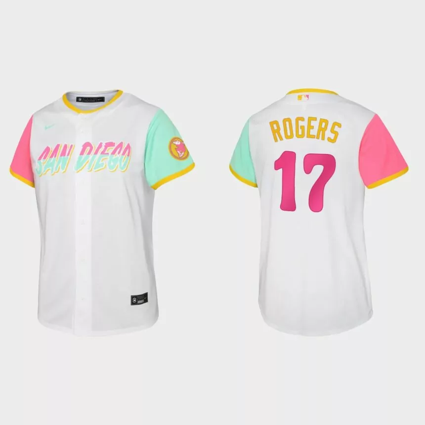 Youth San Diego Padres Taylor Rogers White 2022 City Connect Replica Jersey