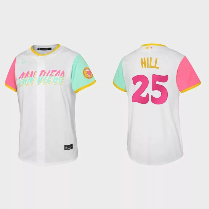 Youth San Diego Padres Tim Hill White 2022 City Connect Replica Jersey