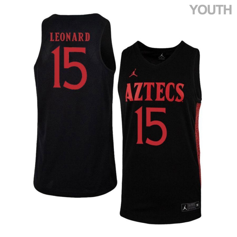 Youth San Diego State Aztecs #15 Kawhi Leonard 2020 Black Red Jordan College Basketball Swingman Jersey
