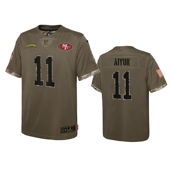 Youth San Francisco 49ers #11 Brandon Aiyuk Olive 2022 Salute To Service Limited Jersey