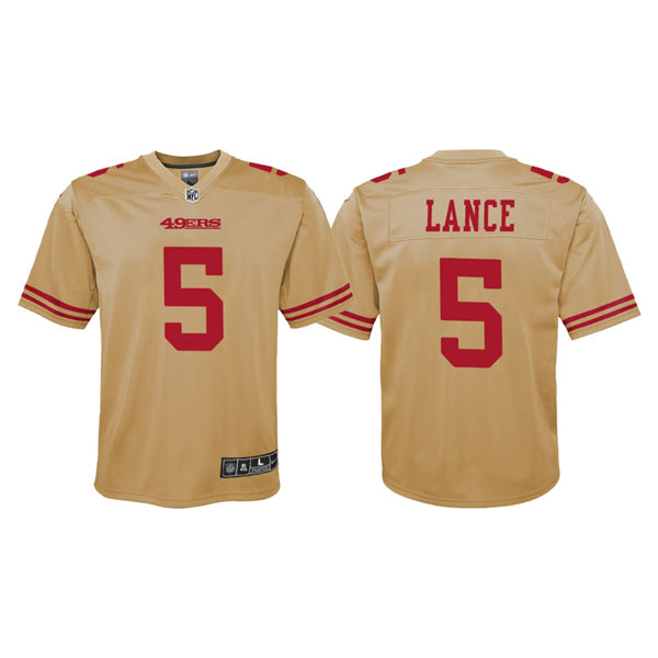 Youth San Francisco 49ers #5 Trey Lance Gold Inverted Game Jersey