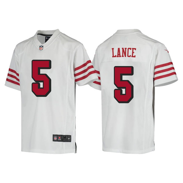 Youth San Francisco 49ers #5 Trey Lance Nike White Retro Throwback Classic Jersey