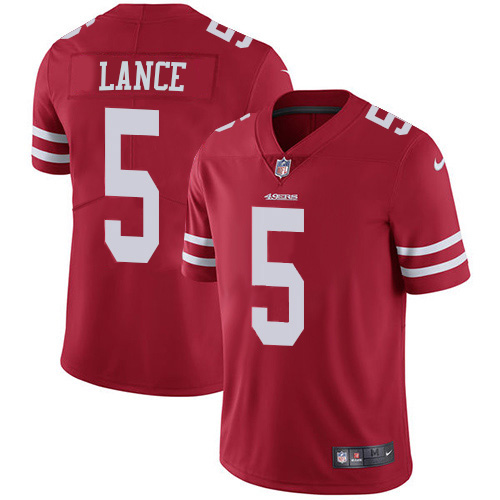 Youth San Francisco 49ers #5 Trey Lance Red Team Color Youth Stitched NFL Vapor Untouchable Limited Jersey