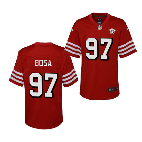 Youth San Francisco 49ers #97 Nick Bosa Nike Scarlet Retro 1994 75th Anniversary Classic Jerery