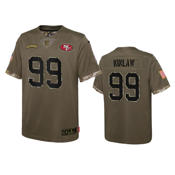 Youth San Francisco 49ers #99 Javon Kinlaw Olive 2022 Salute To Service Limited Jersey