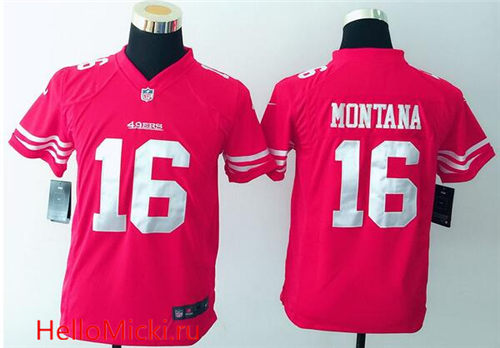 Youth San Francisco 49ers Retired Player #16 Joe Montana Scarlet Red NFL Nike Game Jersey