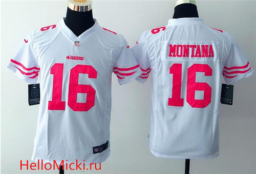 Youth San Francisco 49ers Retired Player #16 Joe Montana White NFL Nike Game Jersey