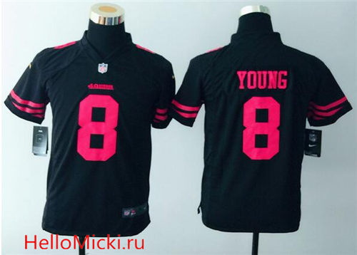 Youth San Francisco 49ers Retired Player #8 Steve Young Black 2015 NFL Nike Game Jersey