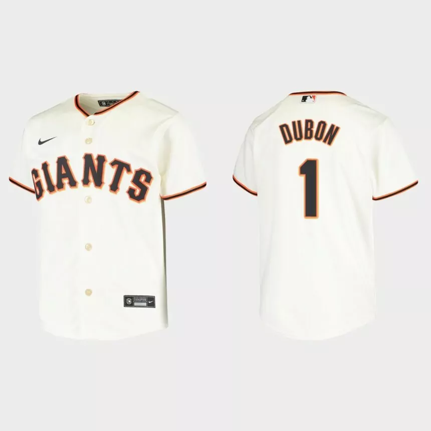 Youth San Francisco Giants #1 Mauricio Dubon Cream Replica Home Jersey