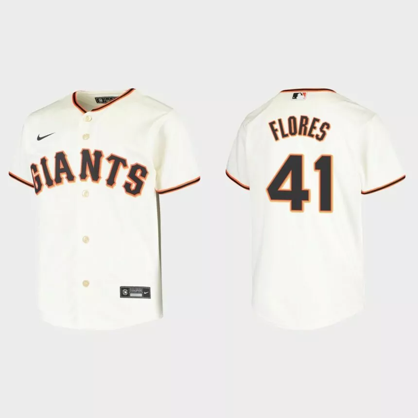 Youth San Francisco Giants #41 Wilmer Flores Cream Replica Home Jersey