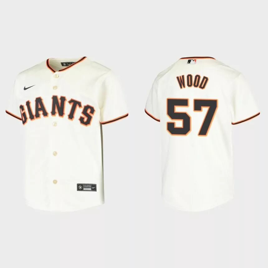 Youth San Francisco Giants #57 Alex Wood Cream Replica Home Jersey