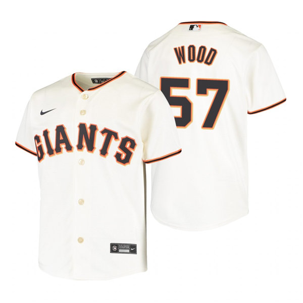 Youth San Francisco Giants #57 Alex Wood Nike Cream Home Jersey