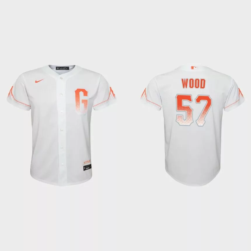 Youth San Francisco Giants Alex Wood White 2021 City Connect Replica Jersey