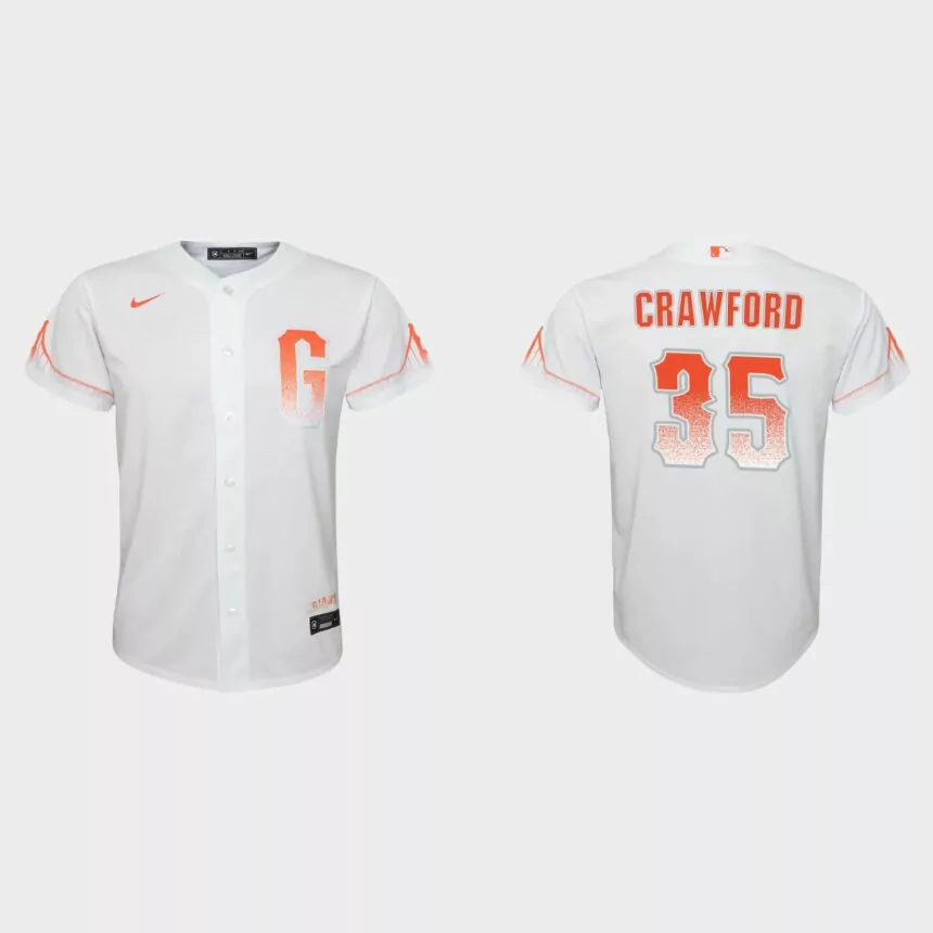 Youth San Francisco Giants Brandon Crawford White 2021 City Connect Replica Jersey