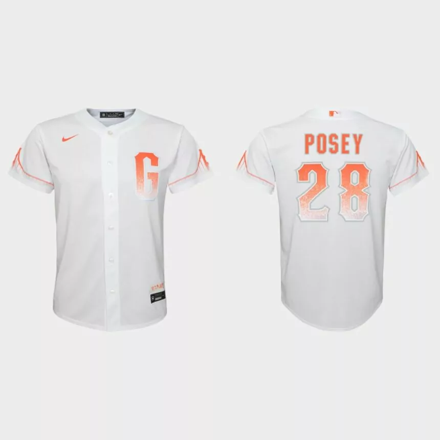 Youth San Francisco Giants Buster Posey White 2021 City Connect Replica Jersey