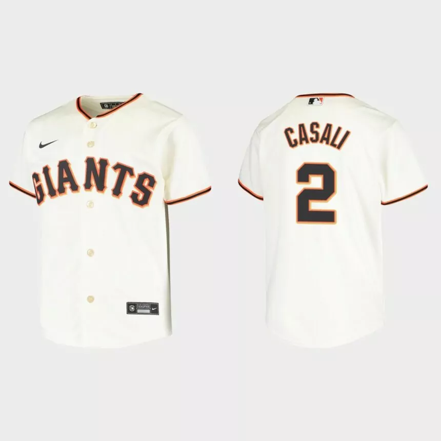 Youth San Francisco Giants Curt Casali Cream Replica Home Jersey