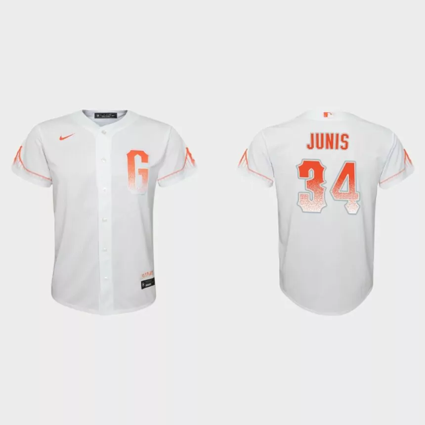 Youth San Francisco Giants Jake Junis White City Connect Replica Jersey