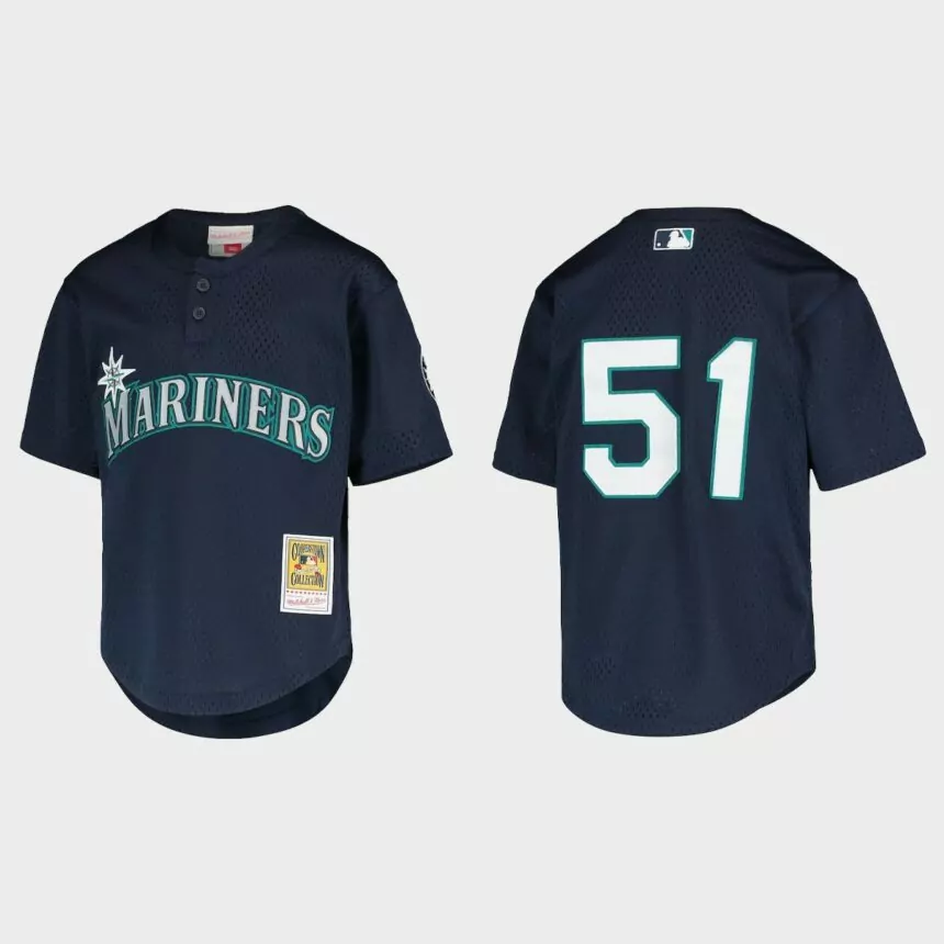 Youth Seattle Mariners Ichiro Suzuki Navy Cooperstown Collection Mesh Batting Practice Jersey