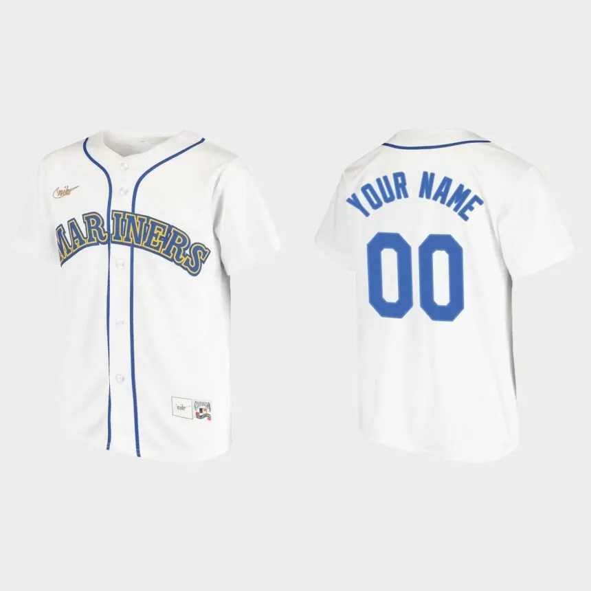 Youth Seattle Mariners White Cooperstown Collection Home Custom Jersey